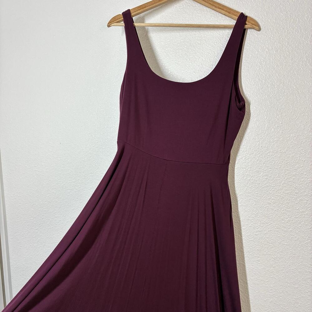 Market & Spruce Dress Womens Medium Burgandy Tank Jersey Maxi Scoop Neck Pleated